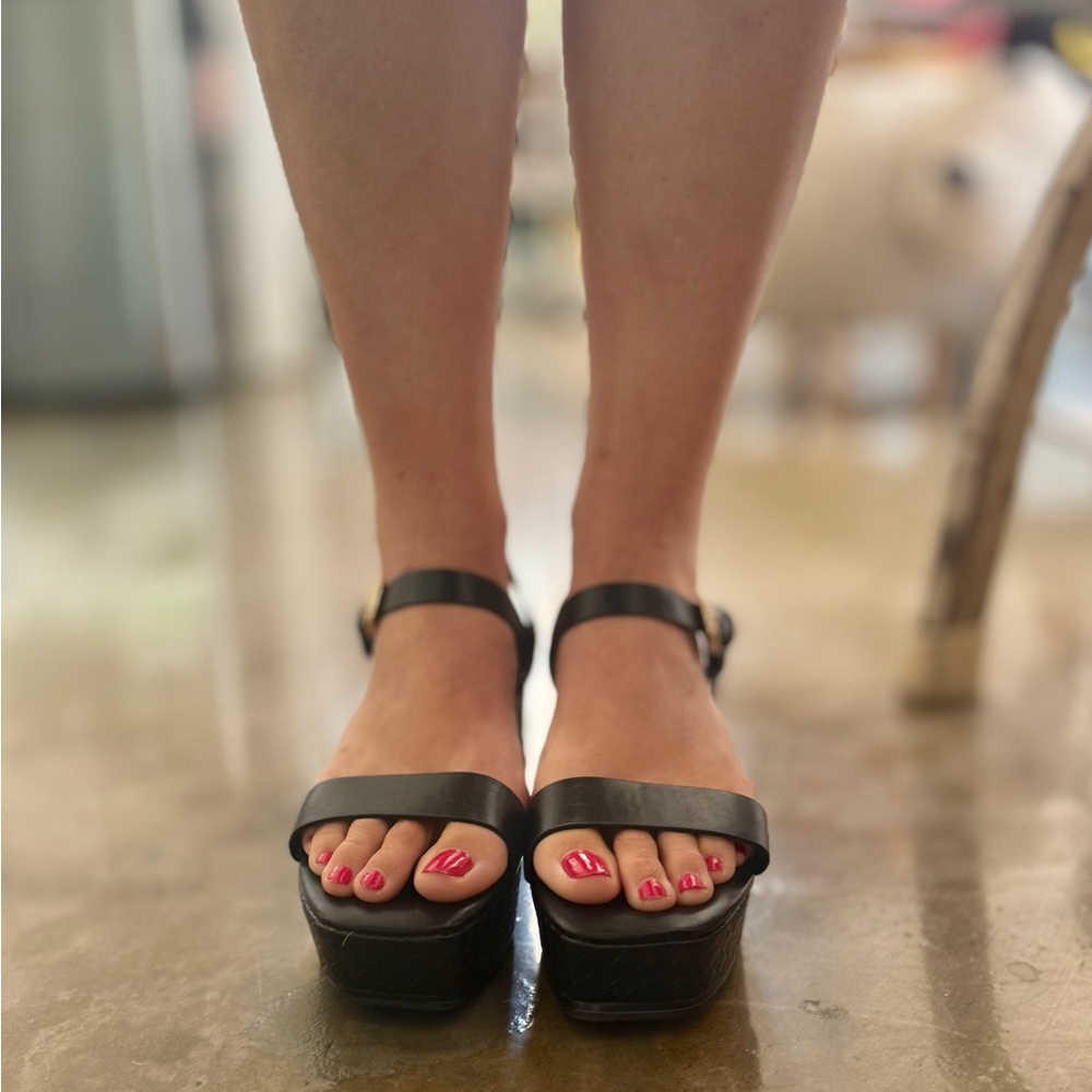 Aldo Black Sandals with Ankle Strap and Low Heel